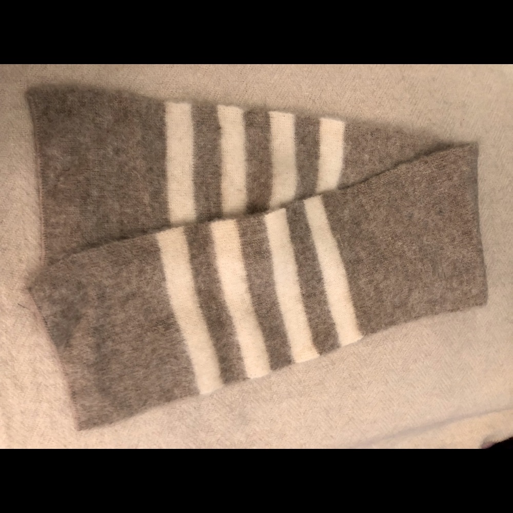 Genuine Icelandic wool scarf, beige with cream stripes, 56” x 9”